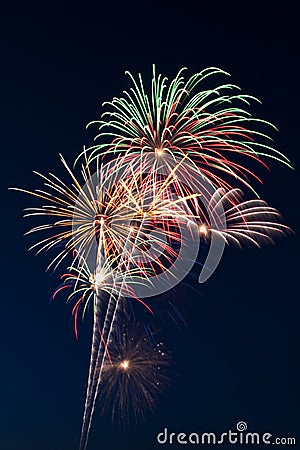 Beautiful fireworks display lights up the nighttime sky Stock Photo