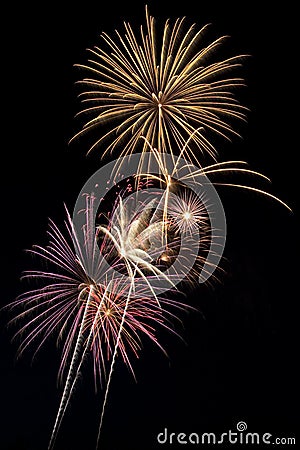 Beautiful fireworks display lights up the nighttime sky Stock Photo