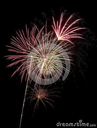 Beautiful fireworks display lights up the nighttime sky Stock Photo