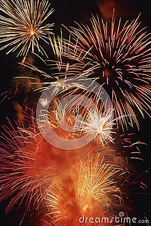 Beautiful fireworks display lights up the nighttime sky Stock Photo
