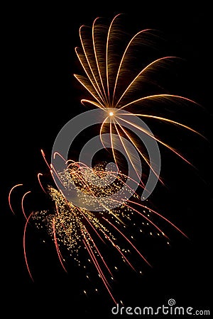 Beautiful fireworks display lights up the nighttime sky Stock Photo