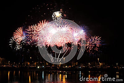 Fireworks at Ala Moana Beach Park Stock Photo