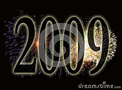 Fireworks background - new years eve 2009 Stock Photo