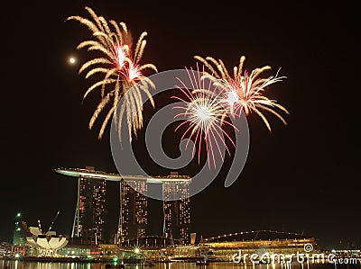 Fireworks by the bay Stock Photo