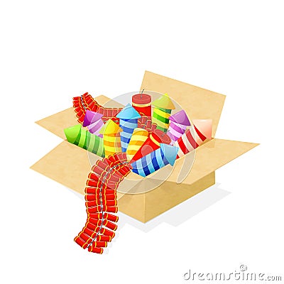 Fireworks in a box Vector Illustration