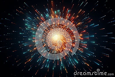 Fireworks bursting in a circular pattern Stock Photo