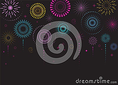 Fireworks and celebration background, winner, victory poster Vector Illustration