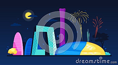 Fireworks in China at night - modern colored vector illustration Vector Illustration