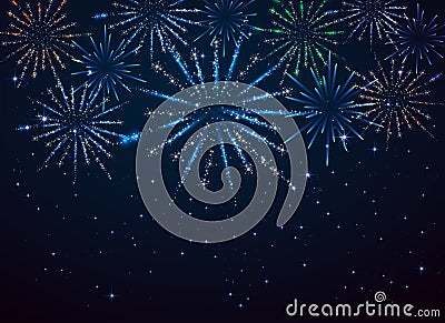 Fireworks on dark background Vector Illustration