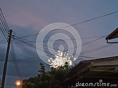 Fireworks dark lights sky evening bright spark Stock Photo