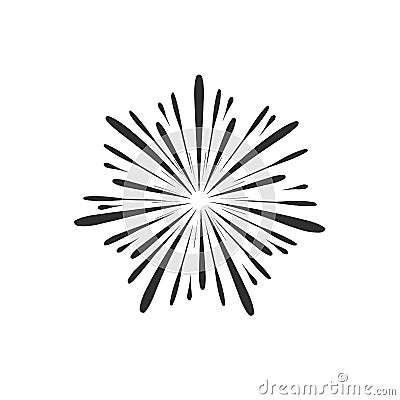 Fireworks display celebration icon in black flat outline design Vector Illustration