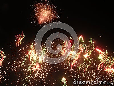 Fireworks exploding at night Stock Photo