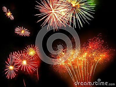 Fireworks exploding at night Stock Photo