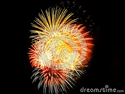 Fireworks exploding in sky Stock Photo