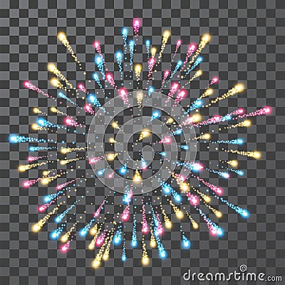 Fireworks. Festival colorful firework. Vector llustration on transparent background Vector Illustration