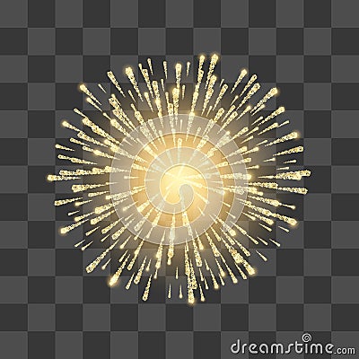 Fireworks. Festival gold firework. Vector llustration on transparent background Vector Illustration