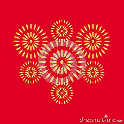 Fireworks gold on red background Stock Photo