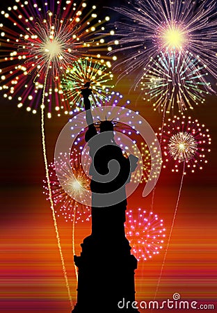 Fireworks Happy New Year NEW YORK city Stock Photo