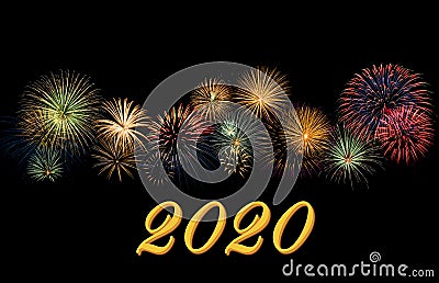 Fireworks for a Happy New Year 2020 wishes Stock Photo