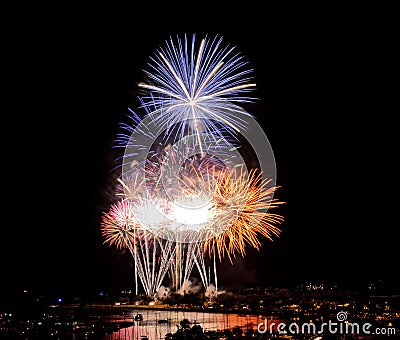 Fireworks in Honolulu July 4th Stock Photo