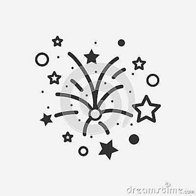 Fireworks icon. Pyrotechnic salute sign on flat style. Vector. Vector Illustration