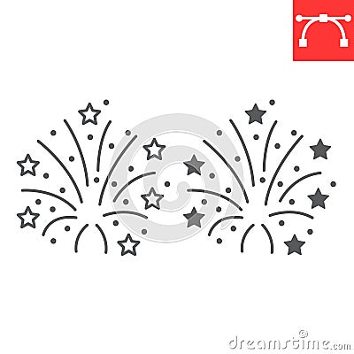 Fireworks line and glyph icon Vector Illustration