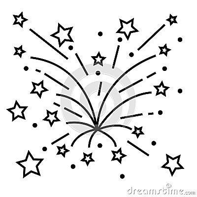 Fireworks line icon, outline vector sign, linear pictogram isolated on white. logo illustration Vector Illustration