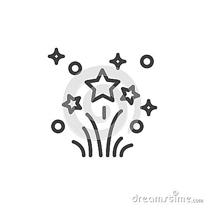 Fireworks line icon, outline vector sign, linear style pictogram isolated on white. Vector Illustration