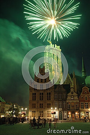 Fireworks mechelen Stock Photo