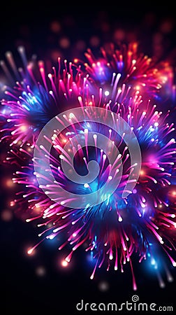 Fireworks in neon A dazzling light show reminiscent of a vibrant pyrotechnic display Stock Photo