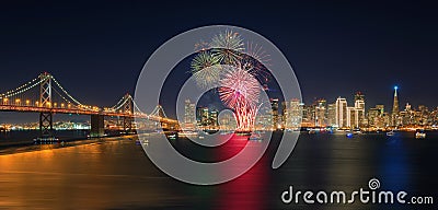 Fireworks` New Year in San Francisco, California, USA Stock Photo