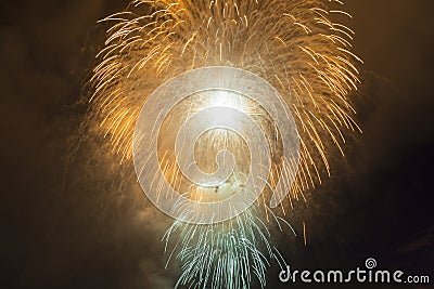 Fireworks in the night sky. Stock Photo