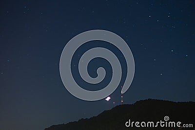 Fireworks in the night at uetliberg for swiss national day Stock Photo