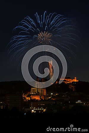 Fireworks over the castle - Ignis Brunensis Editorial Stock Photo