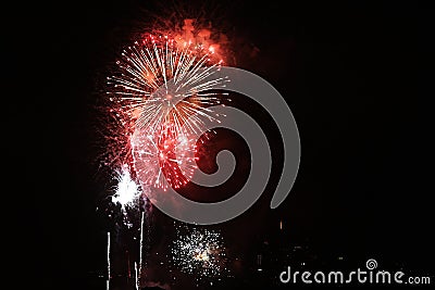 Fireworks over the Delaware River Philadelphia Pennsylvania Grand Finale Stock Photo