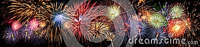 Fireworks in Panoramic View Stock Photo