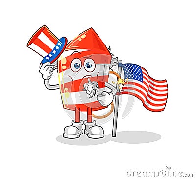 Fireworks rocket uncle sam character. cartoon mascot vector Vector Illustration