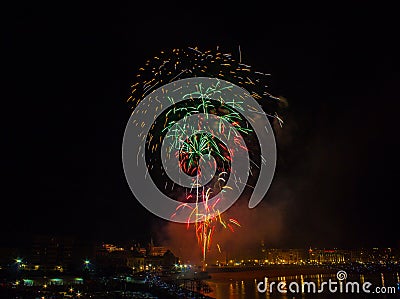 Fireworks in San Sebastian in the Basque country Editorial Stock Photo