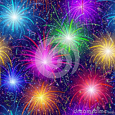 Fireworks, seamless Vector Illustration