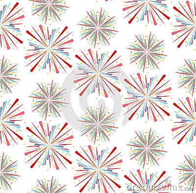 Fireworks seamless pattern. Seamless of fireworks. fireworks pattern. Funny pattern. Abstract seamless pattern. Star seamless Vector Illustration