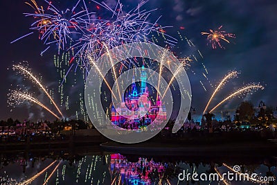 `Lighting up a new day` special fireworks of Shanghai Disneyland 2021 Editorial Stock Photo