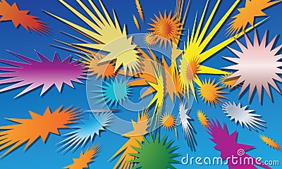 Fireworks in shape of stars Vector Illustration