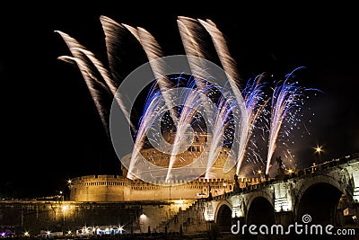 Fireworks show over Castel Sant' Angelo, Rome, Italy Stock Photo