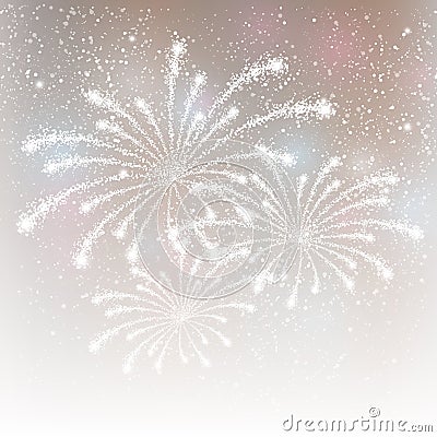 Fireworks on silver background Vector Illustration