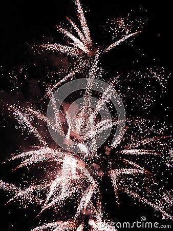 Fireworks white light put sparkles in the night sky Stock Photo