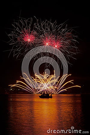 Fireworks on the water - Ignis Brunensis Stock Photo