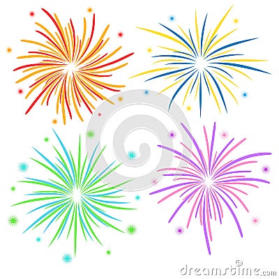 Fireworks on white background, stock vector illustration Vector Illustration