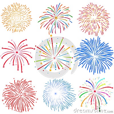 Fireworks on white background vector illustration Vector Illustration