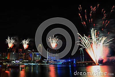 Fireworks during Youth Olympic Games 2010 Opening Editorial Stock Photo