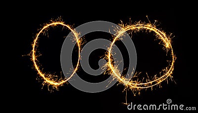 Sparkler oval and circle isolated on black background Stock Photo
